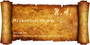 Milkovich Arany névjegykártya